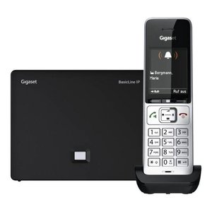Teléfono Inalámbrico Gigaset BasicLine IP de un Solo Línea, Recargable, Plateado y Negro, con Función de Manos Libres - Product Image 1
