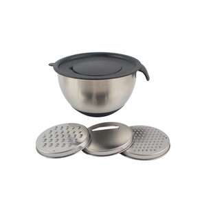 Avec base en silicone antidérapante, poignée en silicone, couvercles hermétiques et râpe, ensemble de bols mélangeurs en acier inoxydable de qualité supérieure - Product Image 4