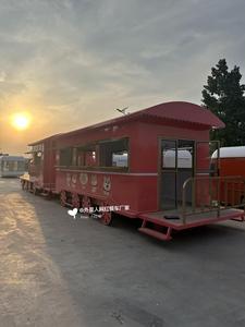 Kiosque alimentaire en forme de <span class=keywords><strong>train</strong></span> à motif de <span class=keywords><strong>chien</strong></span> de dessin animé rouge, stand de concession vintage personnalisé en forme de <span class=keywords><strong>train</strong></span>, bar à collations mobile pour site touristique - Product Image 4