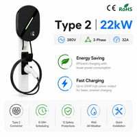 Chargeur EV ultra-rapide 22 kW 32 A triphasé Type 2 IEC 62196-2, station de recharge murale intelligente pour Tesla BMW 22 kW EVSE