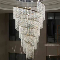 SHENGQIU Escalier en colimaçon Longs Lustres K9 Cristal Grand Moderne De Luxe Personnalisé Intérieur LED 80 Hôtel Conceptions Personnalisées