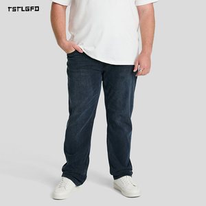 Pantalones vaqueros de mezclilla oscuros para hombre, talla grande, corte recto, ajuste regular, clásicos, cinco bolsillos, casuales, para uso diario. - Product Image 5