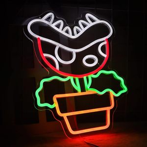 Enseigne au néon <span class=keywords><strong>Mario</strong></span> Piranha Plant Panneau LED personnalisé pour club de jeu Transformateur intérieur/extérieur Facile à suspendre Debout Voiture événement Taxi mur - Product Image 2