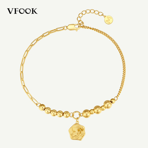 <span class=keywords><strong>Bracciale</strong></span> con Ciondolo a Perle Eterne VFOOK, Ipoallergenico, Placcato Oro 14K, Argento Sterling 925, per Uso Quotidiano da <span class=keywords><strong>Ragazza</strong></span> - Product Image 1