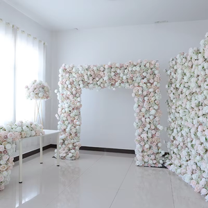 Декоративная арка для свадьбы 2,4х2,4 м, цветочная дорожка на стол, белые и розовые искусственные розы, 3D-панель для декора стен, складная конструкция - Product Image 1