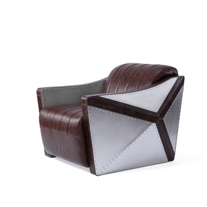 Sillón Retro K676 de alta <span class=keywords><strong>calidad</strong></span>, silla de ocio de acero inoxidable de cuero genuino con diseño Industrial para sala de estar, uso en Hotel - Product Image 2