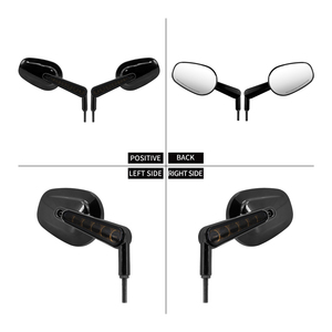 Rétroviseurs universels pour moto et vélo, clignotants, feux de circulation, filetage 8 mm, 2 pièces, noir chromé, pour Harley XL Dyna, pour Yamaha - Product Image 6