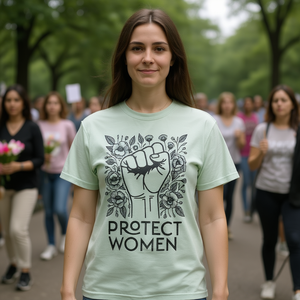 T-shirt da donna con stampa floreale femminista, vestibilità regolare, 100% cotone, girocollo, casual, per tutte le stagioni - Product Image 2