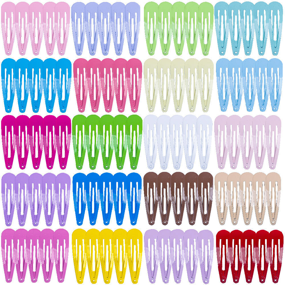 Plain Color Water Drop Clips Random Mix 100 Pieces