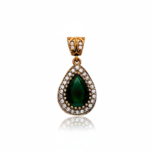 <b>Emerald</b> Authentic Silver Drop Shape <b>Pendant</b> Wholesale Turkish 925 Sterling Silver Jewelry Online for Women - Product Image 2