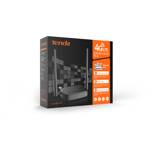 N300 Wi-Fi 4G LTE Router 300Mbps Tenda 4G03 Pro Modems WIFI Router Compatible with 3900+ Carriers' SIM Cards