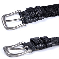 Ceinture pour homme en cuir véritable de vachette à motif crocodile avec boucle en alliage, vente en gros, boucle à ardillon vintage, stock usine disponible