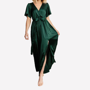 Abiti da <span class=keywords><strong>damigella</strong></span> d'onore eleganti con scollo a v e maniche svolazzanti <span class=keywords><strong>verde</strong></span> oliva - Product Image 6