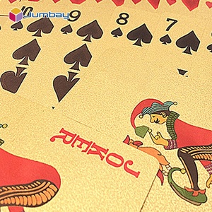 การปรับแต่งแบบมืออาชีพส่วนบุคคล ไพ่โป๊กเกอร์เคลือบทองคำ 24k ไพ่เล่นทองคำ Jumbay รับทำโลโก้ OEM ขั้นต่ำ 1000 ชิ้น - Product Image 2