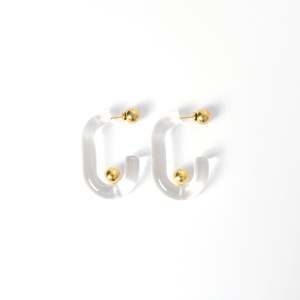 Pendientes de Aro Acrílicos PND202404-670, Chapados en Oro, Acero Inoxidable 316L, Joyería de Moda Sostenible y Resistente - Product Image 1