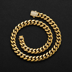 สร้อยคิวบาสแตนเลสสตีลเงาขนาด 12 มม. พร้อมตัวล็อคแบบสปริงคู่ สร้อยแฟชั่น Tanjing Lijing - Product Image 1