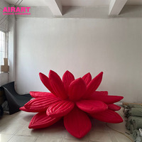 Fleurs de lotus gonflables rouges, accessoires de décoration de festival, fleurs de lotus gonflables pour l'affichage