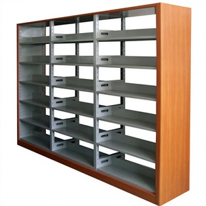 Heavy Duty School Furniture <b>Library</b> Adjustable Metal Bookshelf Double Side Display Shelf - Product Image 2