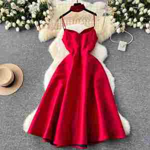 Vestido Túnica Elegante de Verano para Mujer, Estilo Casual, Tejido Transpirable y Ecológico, con Tirantes Finos, Sin Mangas, en Rojo, Negro y Blanco - Product Image 4