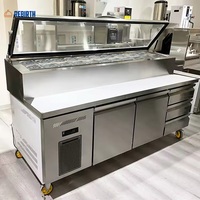 Réfrigérateur de préparation de pizza, de salade et de sandwichs à température unique pour comptoir, équipement de réfrigération mécanique avec refroidissement par air
