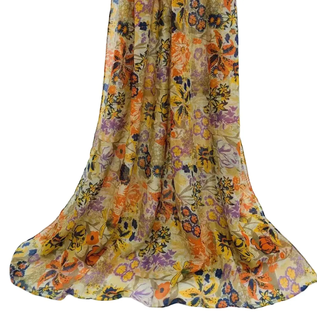 2023 Spring autumn new designs thin and soft printed cotton scarf Korean cotton floral hijab scarf shawl