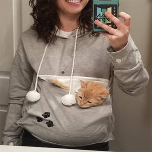 유니섹스 풀오버 포켓 후디 고양이 강아지 캐리어 스웨트셔츠 애완동물 고양이 강아지 캥거루 파우치 후디 - Product Image 2