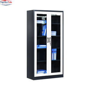 Armoire de rangement en métal avec porte en verre et étagères pour l'école, l'hôtel, le bureau - Product Image 2