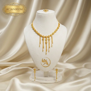 Conjunto de Collar con Borlas Chapado en Oro de 24K para Mujer, Joyería de Moda, Aretes y Collar para Boda - Product Image 1