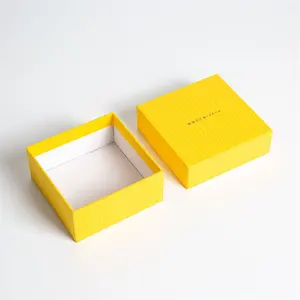 Design Logo Printing Color Recycled Cardboard Custom Pendant Necklace Yellow Present Packing Box With Lid