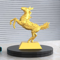 Statue de cheval en métal poli plaqué or sur mesure, figurine de cheval sautant, ornement 3D, trophée