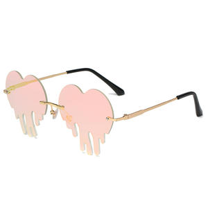 2021 tendance or métal cadre coeur goutte à goutte lunettes de soleil personnalité Unique lunettes de soleil sans monture pour les soirées dansantes - Product Image 4