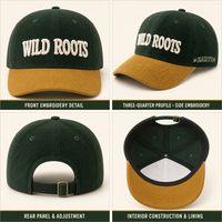 Casquette en velours côtelé gris rouille bicolore avec lettrage en relief, logo personnalisé, profil bas, Desert Mesa Canyon Quarry Workshop Prairie