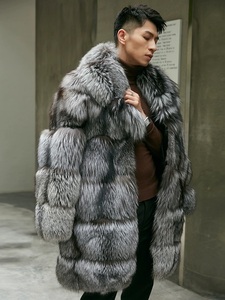 RX Furs Alta Qualidade De Luxo Natural Cor Sólida Quente Grosso Jaqueta Oversized Plus Size Genuine Sliver Fox <span class=keywords><strong>Fur</strong></span> Casaco para Homens de Inverno