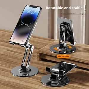Luxe 360 °   Support de téléphone et tablette portable en alliage d'aluminium pliable à hauteur réglable rotatif Utilisation sur le bureau Support métallique - Product Image 4