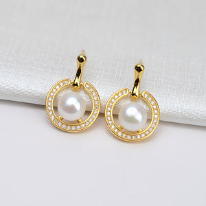 Boucles d'oreilles en argent S925, design couronne, broche d'oreille pour femme, personnalisable, incrustation de 5 à 6 perles, accessoires de bijoux DIY, plateau vide 1064, perles en vrac - Product Image 2