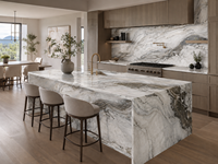 Dalles de marbre blanc et gris Siena pour îlots de cuisine, carreaux de sol, murs de salle de bain, tables basses, lavabos en pierre et panneaux décoratifs