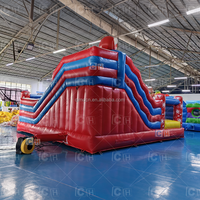 Château gonflable personnalisé, parc de jeux gonflables avec toboggans, obstacles et arche à thème de dessins animés pour enfants