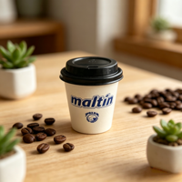 Gobelets à café jetables écologiques en papier kraft à paroi simple 8-22oz avec couvercle à revêtement PE, logo/design personnalisé, usage industriel