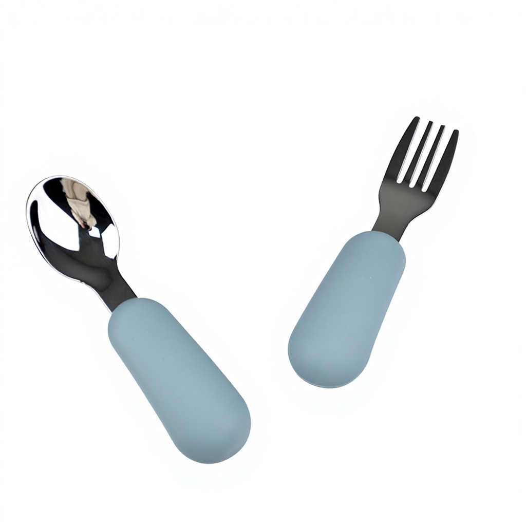 Blue spoon fork