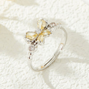 Butterfly <b>Adjustable</b> <b>Ring</b> Prong Setting Silver Tone Jewelry Gift For Women Fashion <b>Rings</b> - Product Image 4
