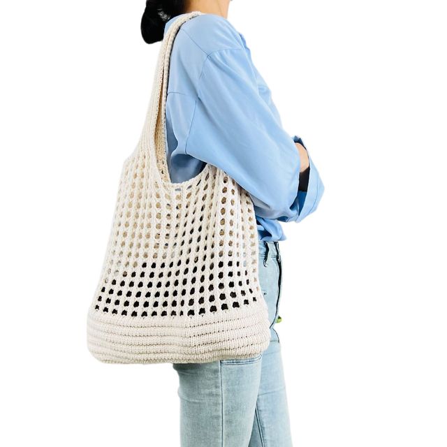 Crochet Mesh Beach Tote Shoulder Bag Handbags Knitted Hollow Summer Bag Candy Color Women	Crochet Tote Bag