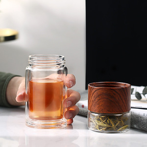 CHUFENG Nouveaux produits écologiques 2024 Bouteille à <span class=keywords><strong>double</strong></span> <span class=keywords><strong>paroi</strong></span> en <span class=keywords><strong>verre</strong></span> 200-300ml avec logo personnalisé et manchon pour séparation thé/eau - Product Image 3