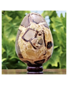 Polished Septarian Jasper Egg <b>Crystal</b> Egg On Wooden Stand Home Decoration Feng Shui Collectible - Product Image 3