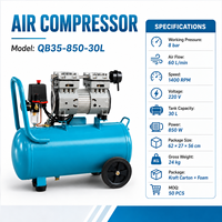 Compresseur d'air silencieux sans huile 850W 30L 8 bars 60L/min 220V Compresseur d'air à piston portable pour atelier usage industriel