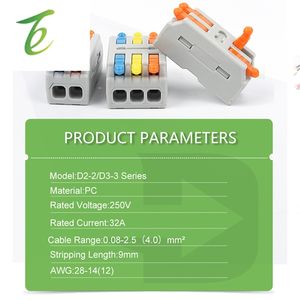10pcs nhanh Dây cáp kết nối phổ nhỏ gọn Splitter Dây dẫn điện 2/<span class=keywords><strong>3</strong></span> cổng Push-in nhà khối thiết bị đầu cuối - Product Image 3