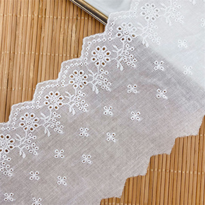 Toptan yüksek kaliteli işlemeli sınır düzeltir T/c dantel Trim 10cm geniş lüks beyaz işlemeli pamuklu dantel süs - Product Image 5