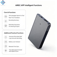 Enregistreur vocal IA Q61A avec micro-transcription, traduction en temps réel en 256 langues, type C magnétique, 128 Go pour réunions