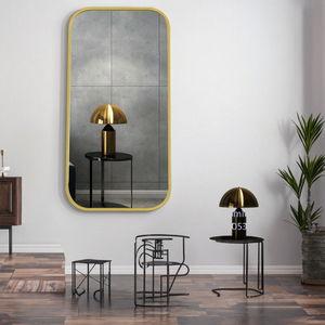 Waterproof Aluminium Brushed Gold Art Deco <strong>Rectangle</strong> Decorative <strong>Wall</strong> <strong>Mirror</strong> <strong>for</strong> Hanging - Product Image 1
