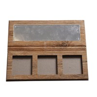 Emballage vide de luxe fait main pour palette d'ombres à paupières, avec impression dorée sur papier couché et design unique à grain de bois