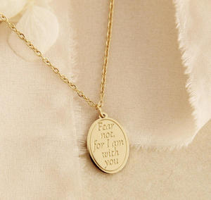 Stainless Steel Isaiah 41:10 Necklace Fear Not for I Am With You Necklace Personalized Oval Scripture Christian Jewelry <strong>Gift</strong> - Product Image 2